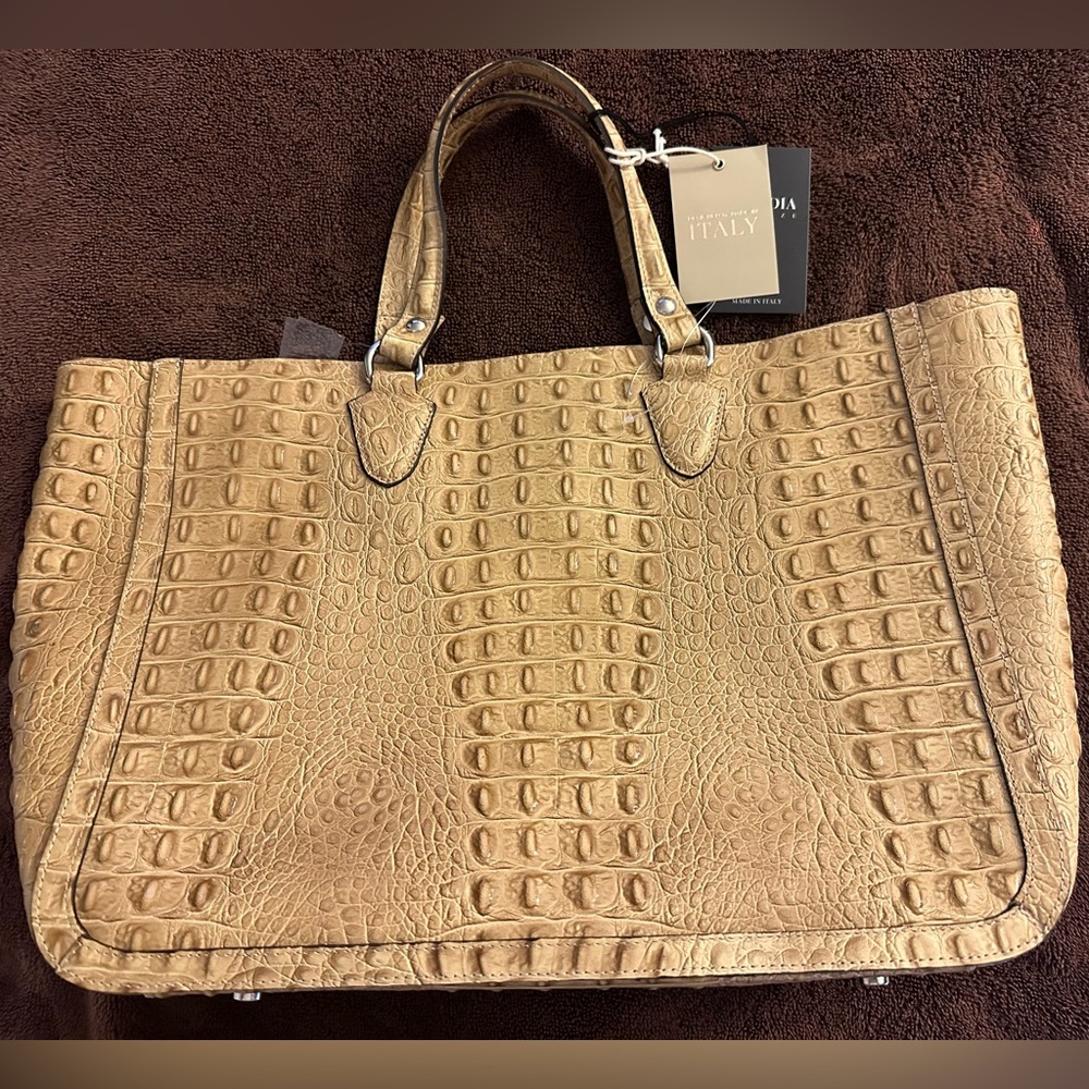 Italian leather croc look tote